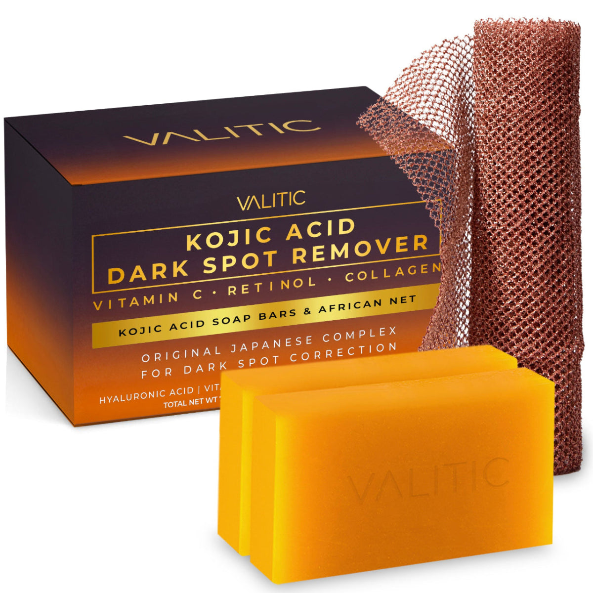 Kojic Acid Dark Spot Remover Soap Bar - with African Net